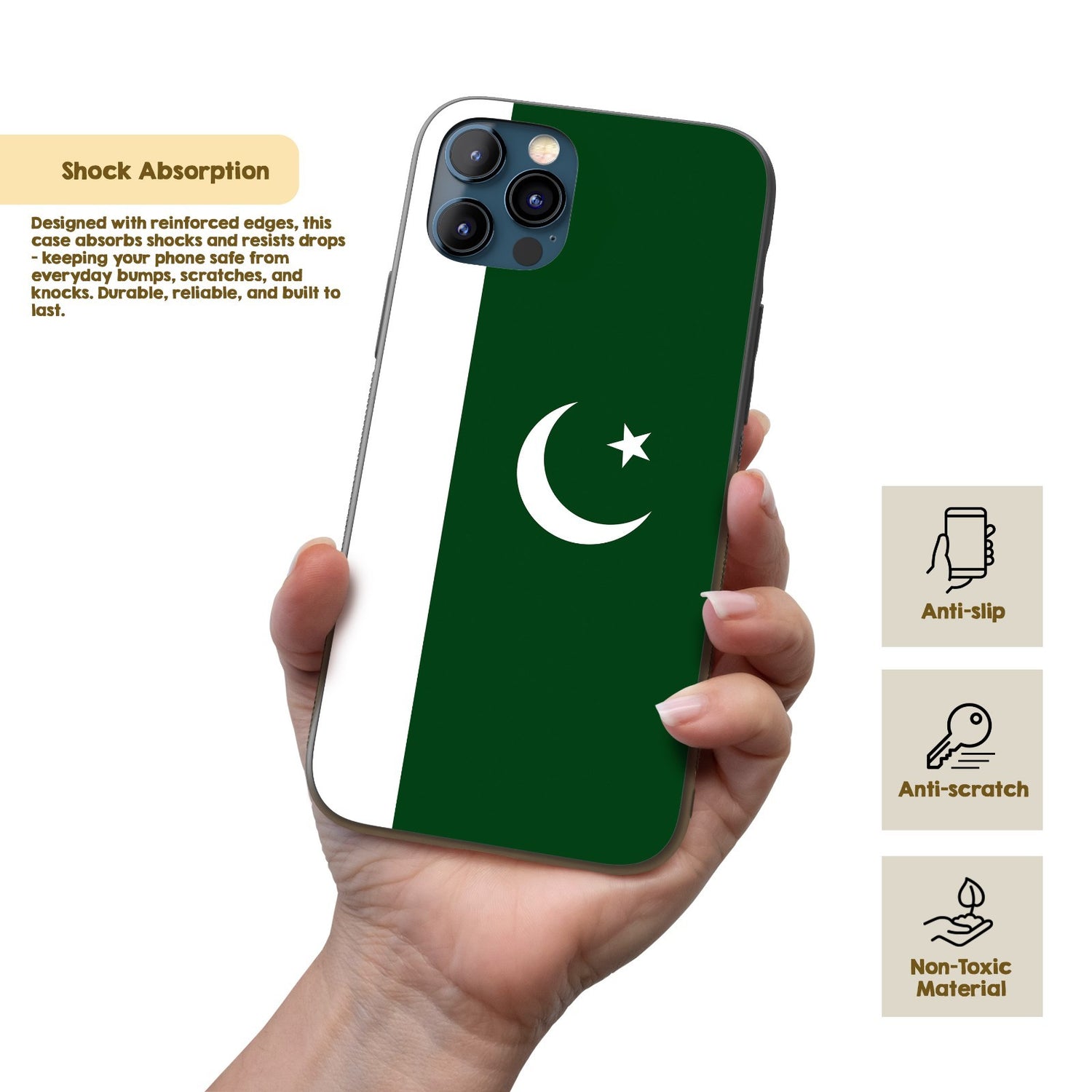 Pakistan Flag Design Gift Protector Custom Printed iPhone Case - Black TPU Cover