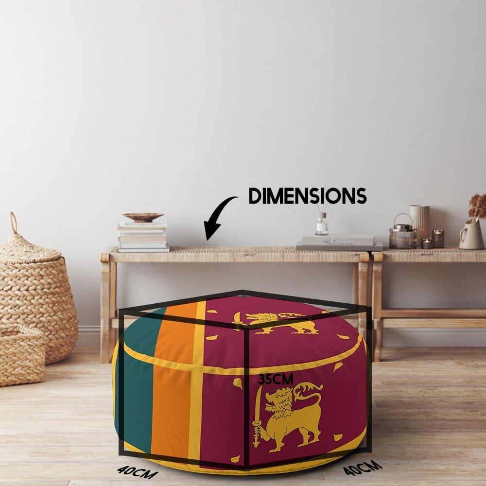 Sri Lanka Flag Ottoman Filled Pouffe Footrest Washable Cover Custom Made Gift
