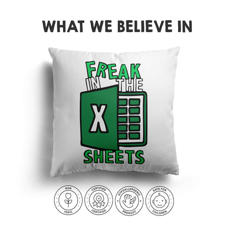 Freak In The Sheets Custom Colour Rude Funny Novelty Square Filled Cushion Decor