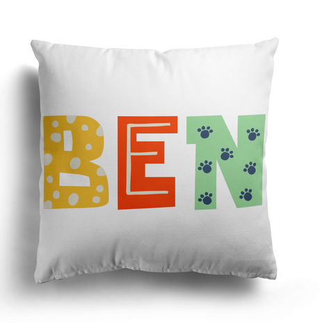 Personalised Kids Alphabet Onyx Print Soft Square Filled Cushion Throw Decor