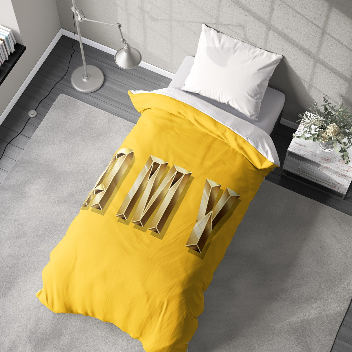 Personalised Name Gold Brick Letters Soft Single Size Novelty Bed Duvet Cover