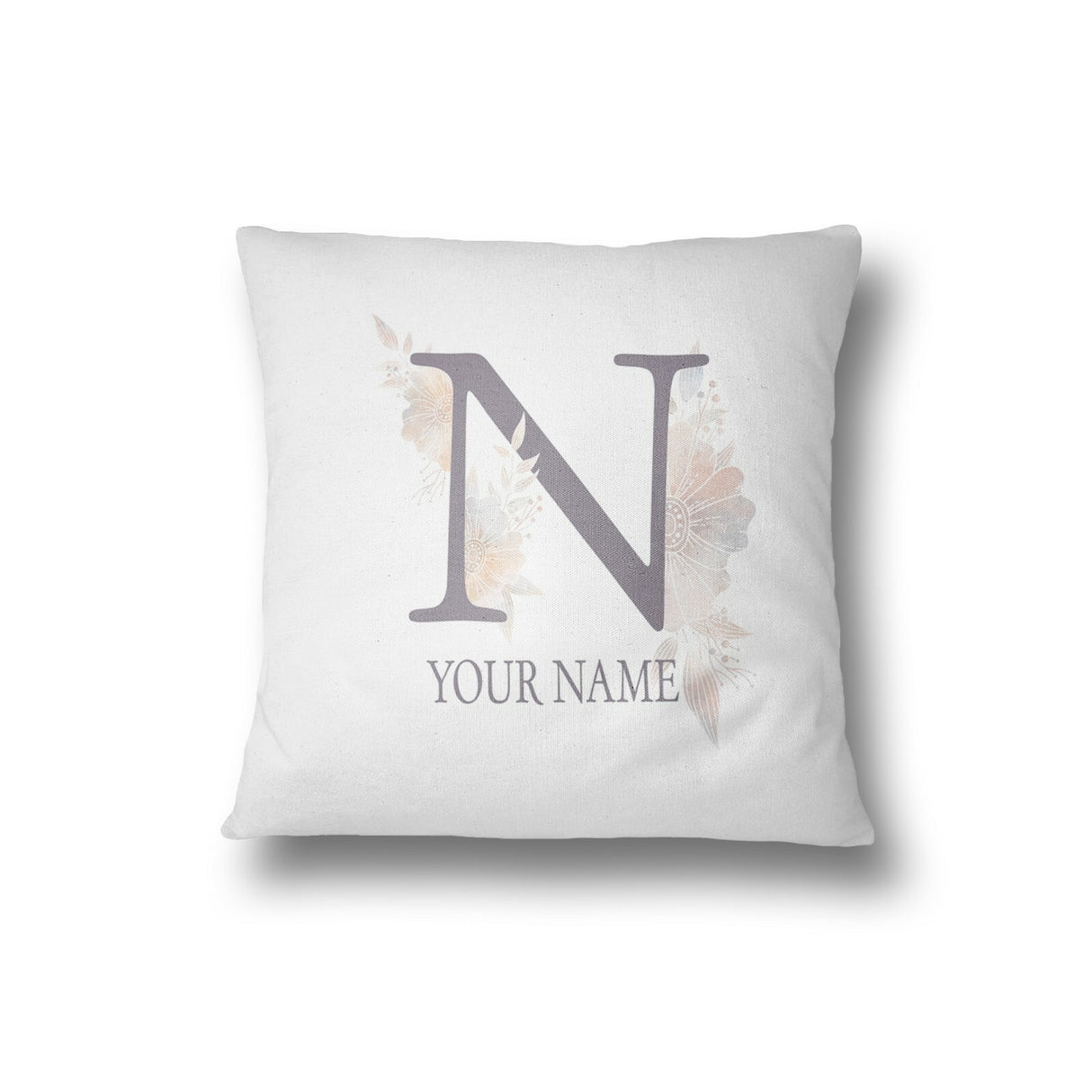 Personalised Misty Dusty Pastel Alphabet Floral Name Initial Letter Cushion
