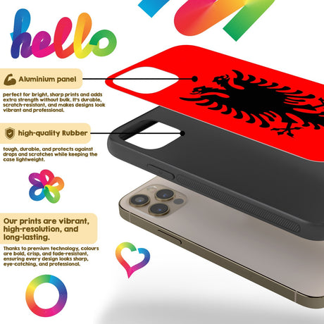 Albania Flag Design Patriotic iPhone Case Black TPU Cover Protector Custom Gift