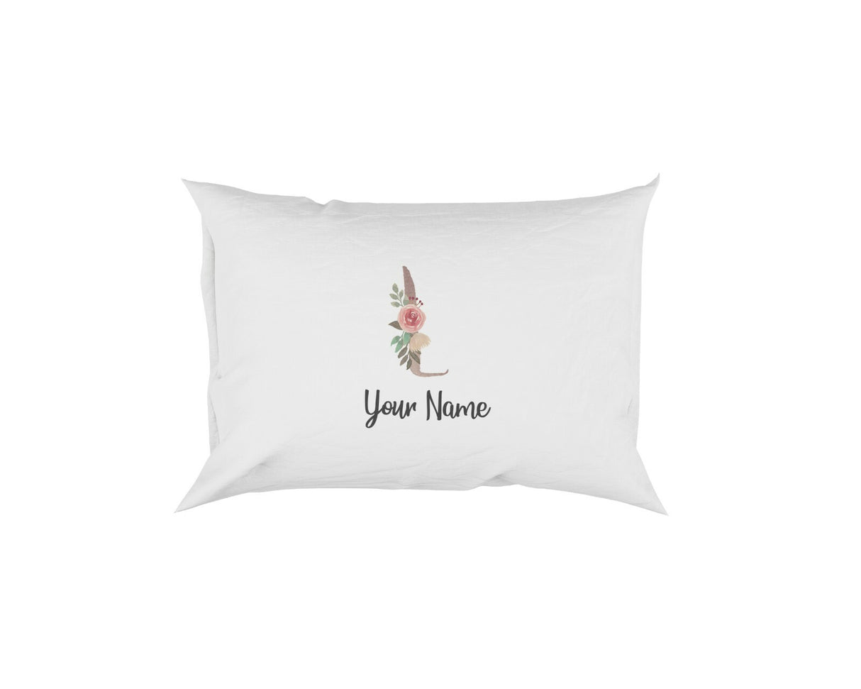 Personalised Floral Watercolour Hand Paint Effect Alphabet Floral Name Pillow