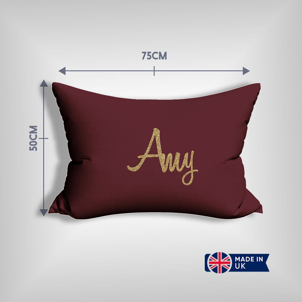 Personalised Name Gold Glitter Font Customised Printed Soft Pillowcase Pillow