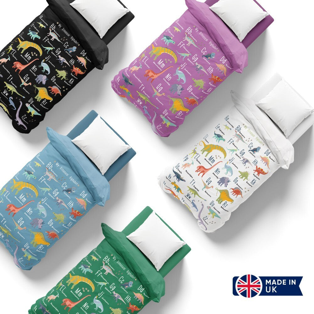 My Dinosaur Alphabet Personalised Custom Colour Soft Single Size Bed Duvet Cover