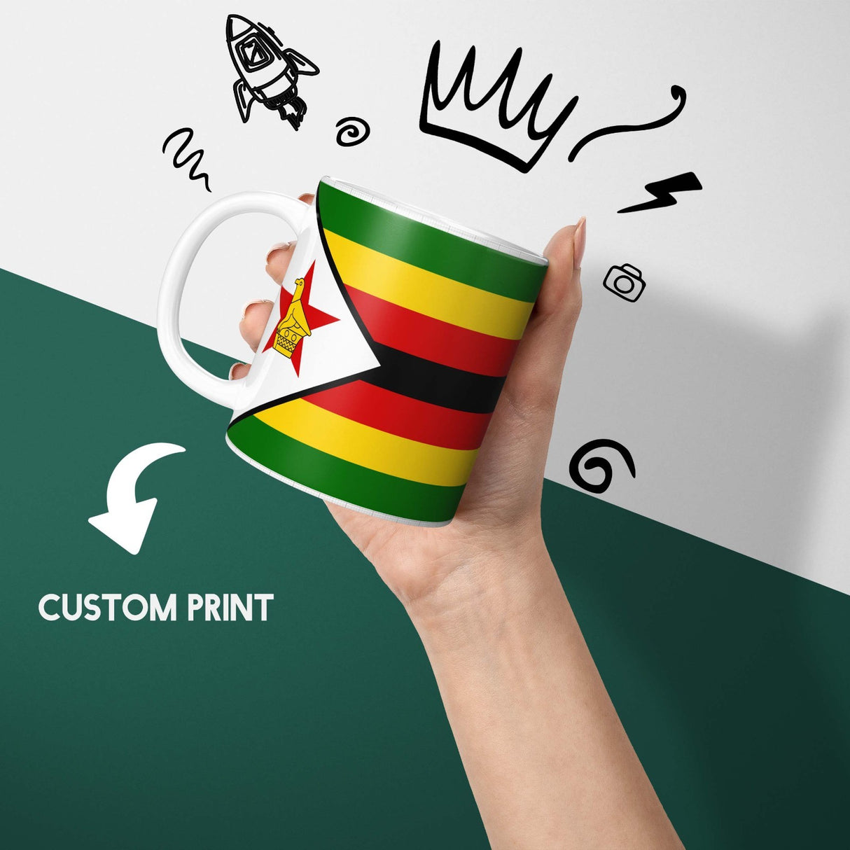 Zimbabwe Flag Patriotic Coffee Tea Mug Cup Set Coaster Home Gift Him Her Custom