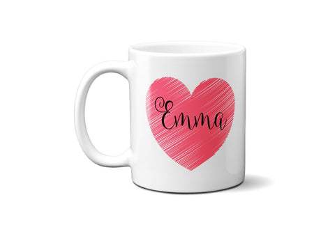 Personalised Name Love Heart Coffee Tea Mug Gift 11oz Mug + Coaster