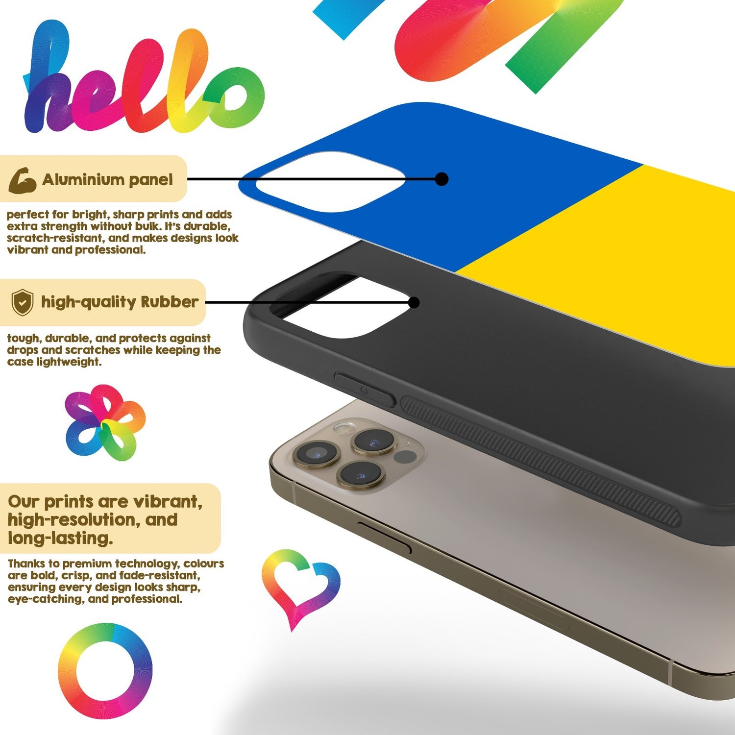 Ukraine Flag Patriotic iPhone Case Printed Black TPU Cover Protector Custom Gift