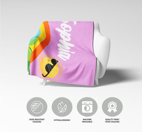 Personalised Custom Name + Colour Summer Design Soft Warm Fleece Blanket Decor