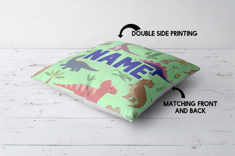 Personalised Custom Name Dinosaurs Clip Art Square Filled Zipped Cushion Throw