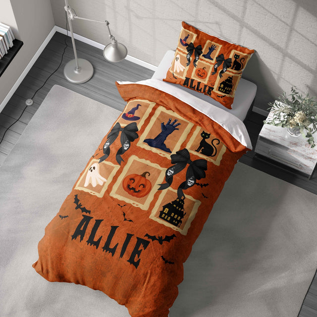 Halloween Spooky Personalised Single Bed Duvet Cover Pillowcase Set Custom Gift