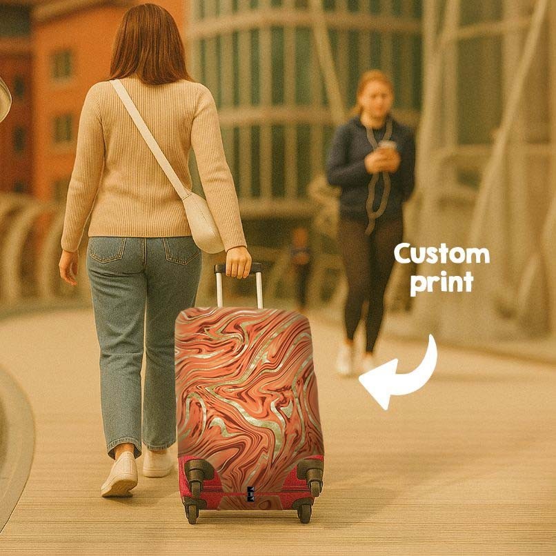 Liquid Marble Design Luggage Cover Colourful Abstract Travel Suitcase Protector