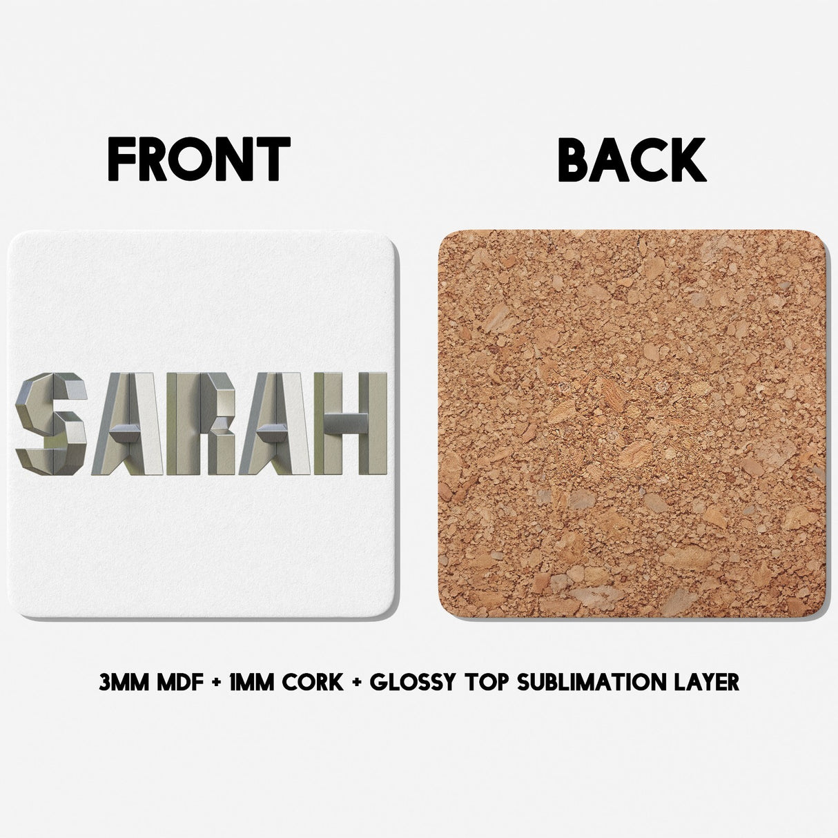 Personalised Geometal 3D Name Text Novelty Coffee Tea Mug Coaster Gift Him Her