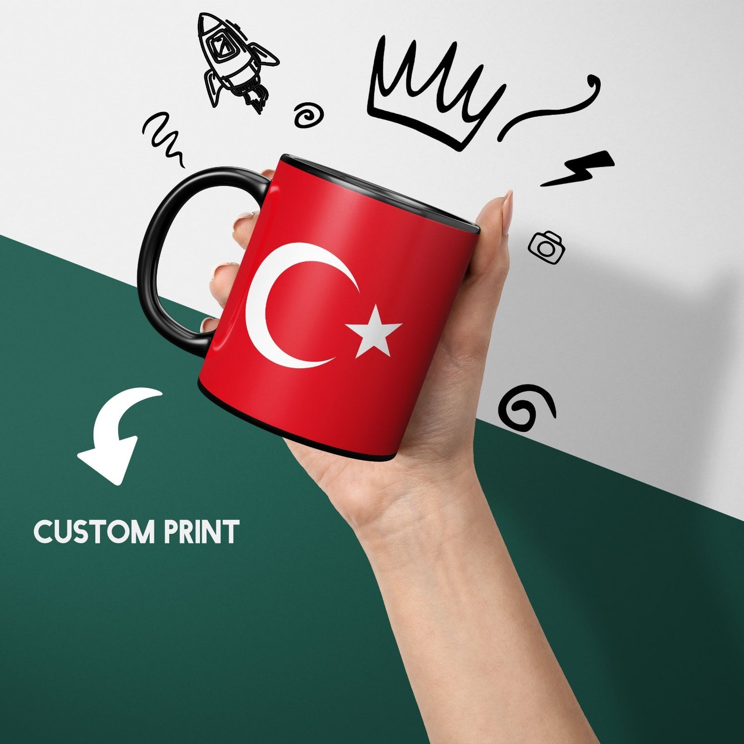 Turkey Flag Turkish Design Tea Gift Heat Sensitive Magic Colour Changing Mug