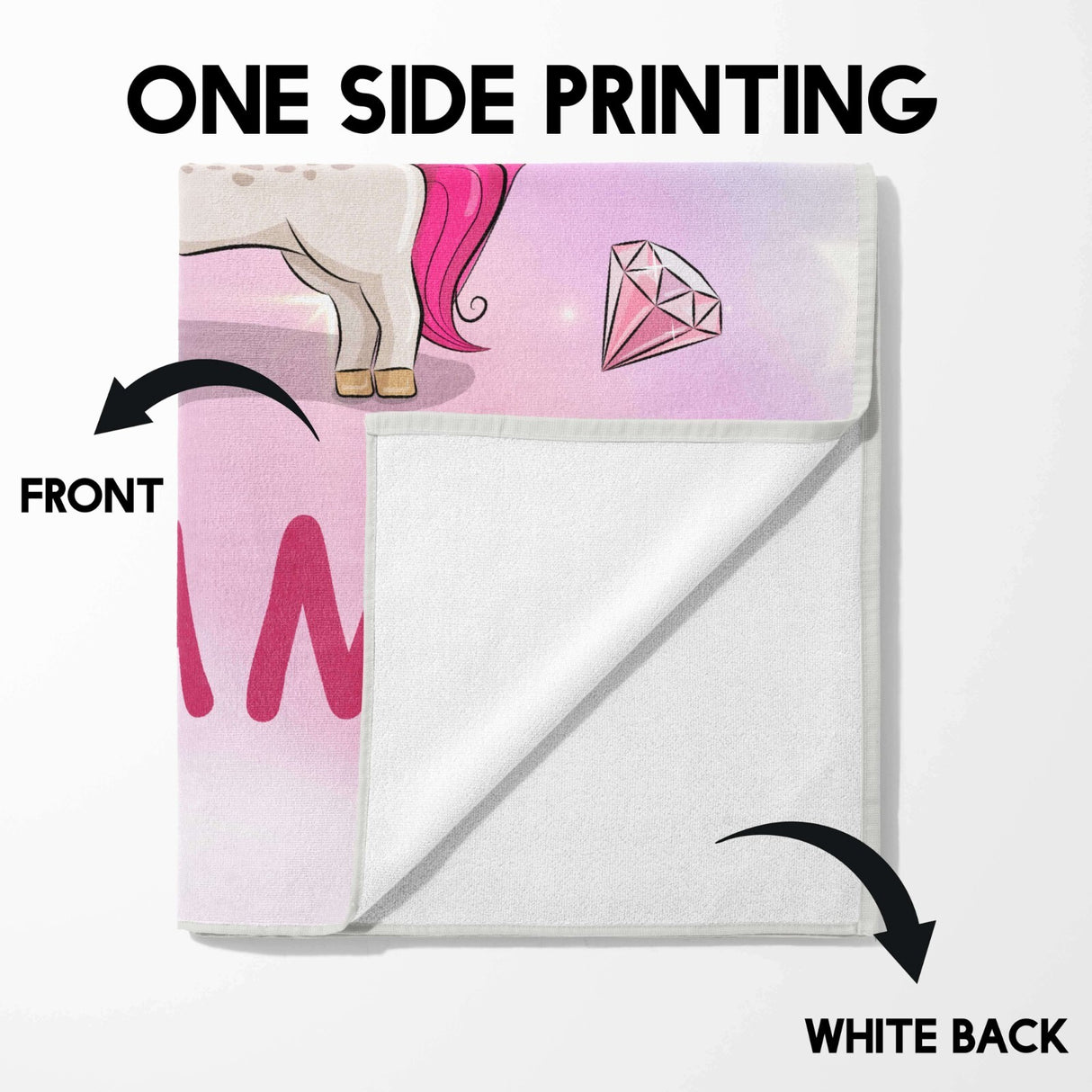 Personalised Name Unicorn Rainbow Fantasy Soft Absorbent Beach Bath Sheet Towel