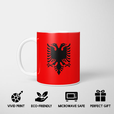 Albania Flag Patriotic Coffee Tea Mug Cup Set Coaster Home Gift Him Her Custom