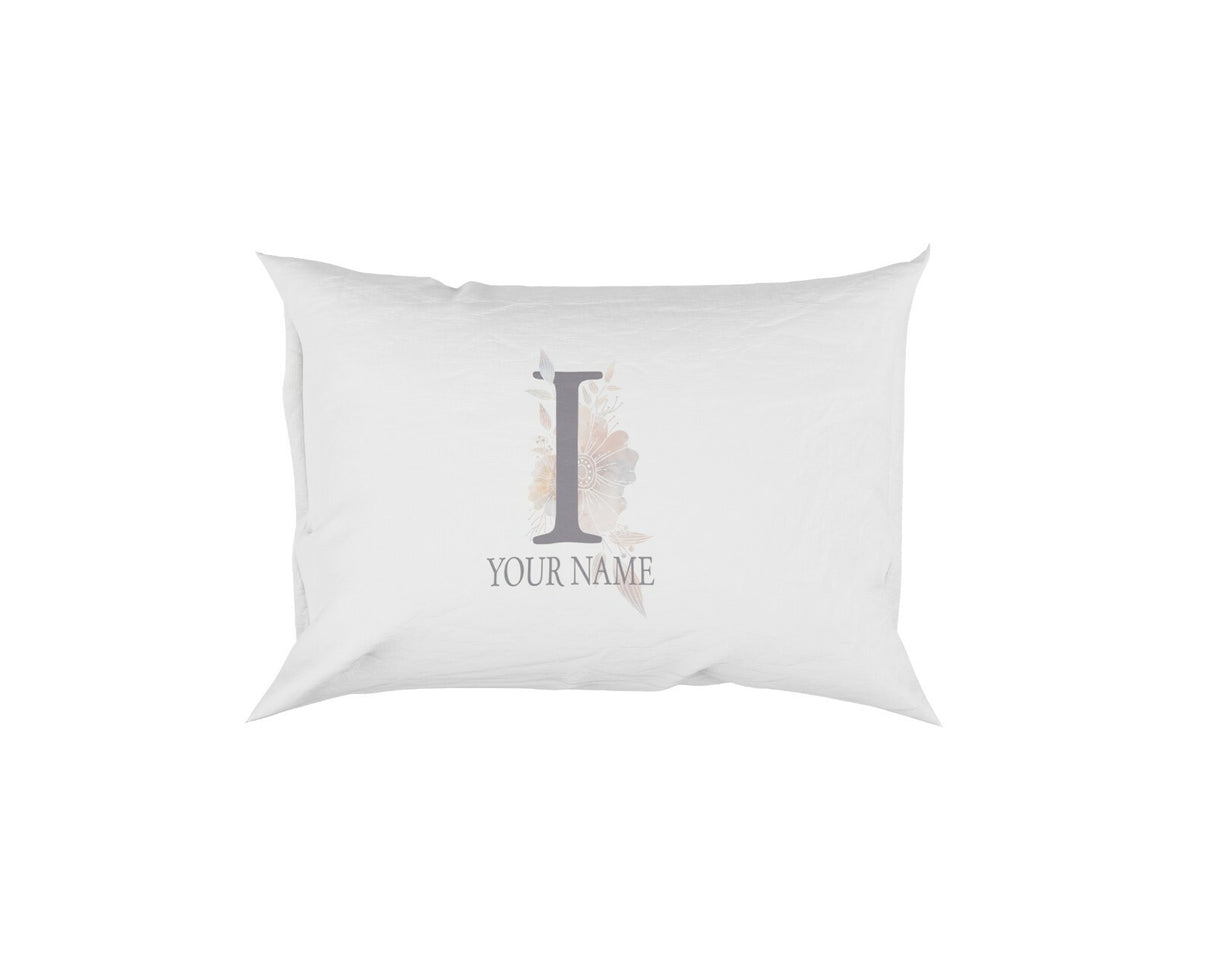 Personalised Misty Dusty Pastel Alphabet Floral Name Initial Letter Pillow Case