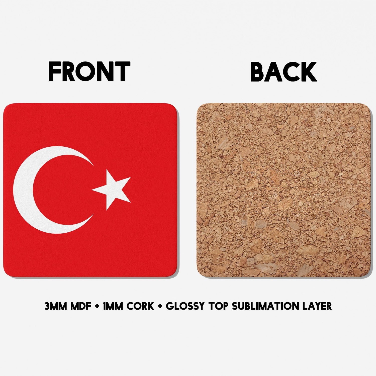 Turkey Flag Turkish Design Coffee Tea Mug Cup Set Coaster - Gift Him Her Custom