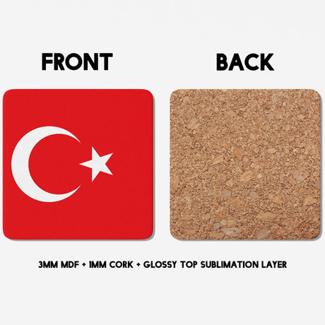 Turkey Flag Turkish Design Coffee Tea Mug Cup Set Coaster - Gift Him Her Custom