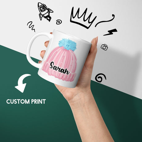 Personalised Woolly Hat Custom Printed Coffee Tea Mug Coaster Gift Him Her