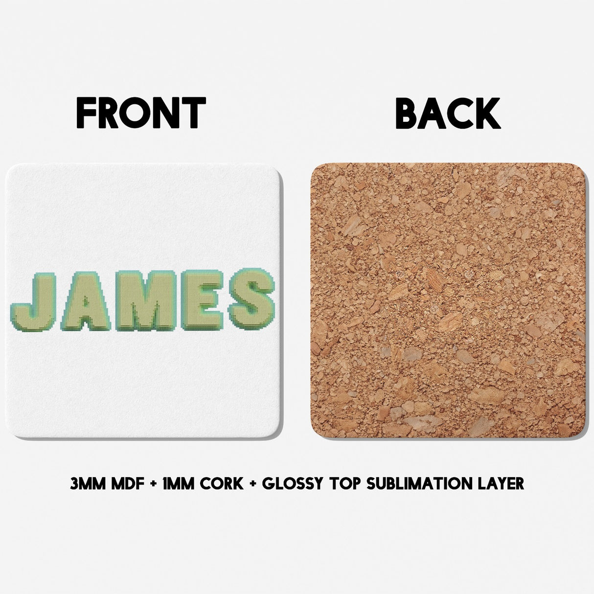 Personalised Any Name Bold Pixel 3D Novelty Coffee Tea Mug Coaster Gift Him Her