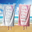 Personalised Name Gradient Two Tone Coloured Absorbent Beach Bath Sheet Towel