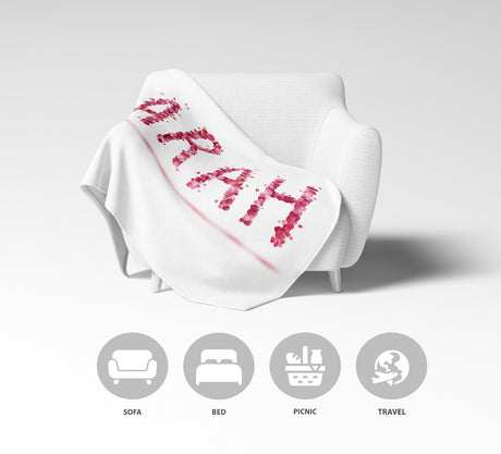 Personalised Name Pink Rose Petals Novelty Soft Fleece Mink Blanket Gift Decor