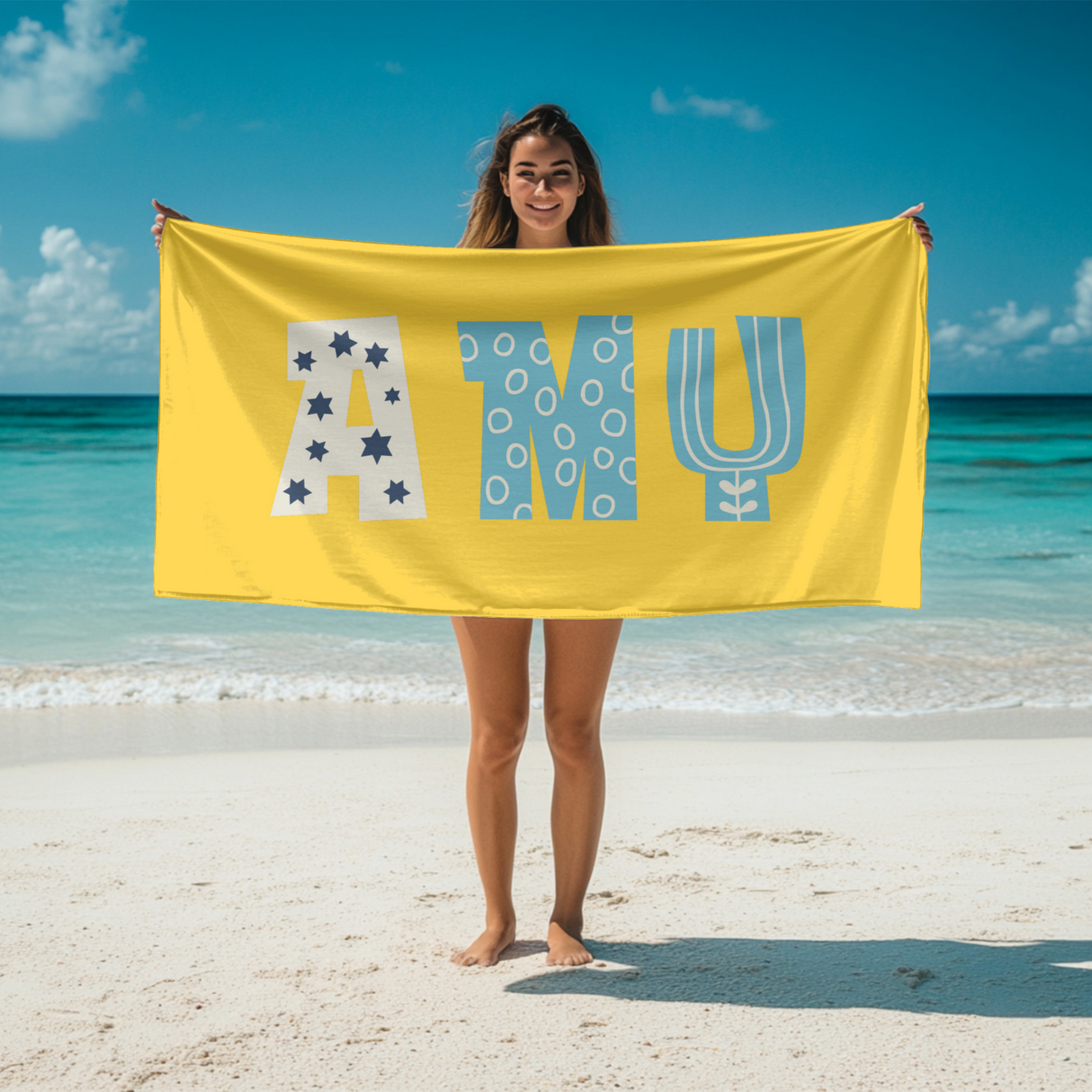 Personalised Name Kids Alphabet Onyx Coloured Absorbent Beach Bath Sheet Towel