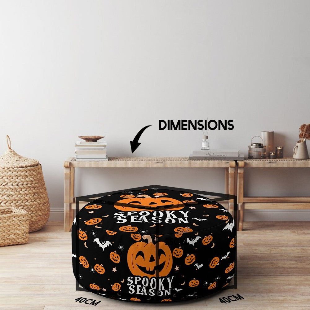 Halloween Spooky Season Pumpkin Custom Ottoman Filled Pouffe Washable Cover Gift