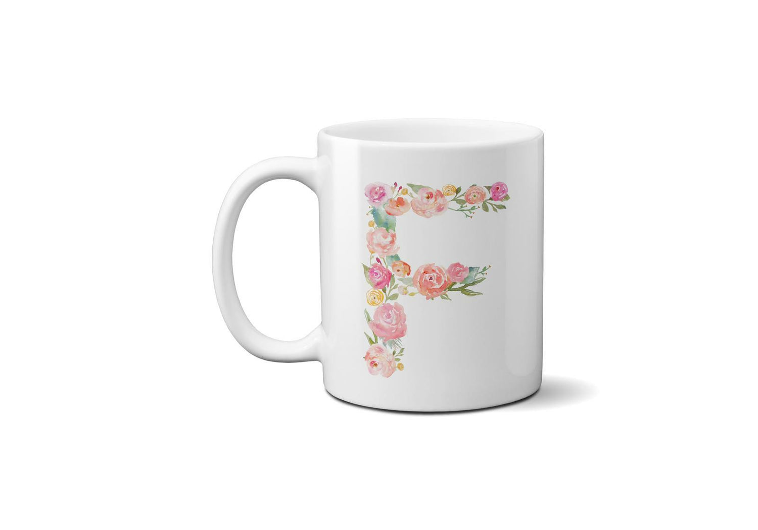 Personalised Alphabet Floral Name Initial Letter Coffee Mug Gift 11oz Ceramic