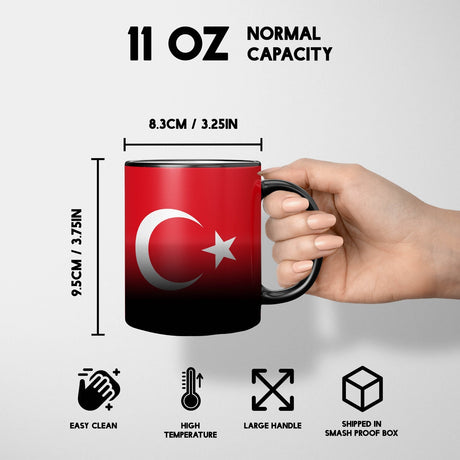 Turkey Flag Turkish Design Tea Gift Heat Sensitive Magic Colour Changing Mug