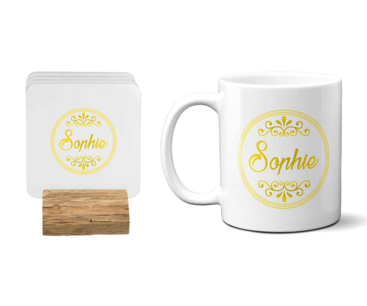 Circle Border With Scroll Coffee Tea Mug 11oz Mug And Coaster Set Option