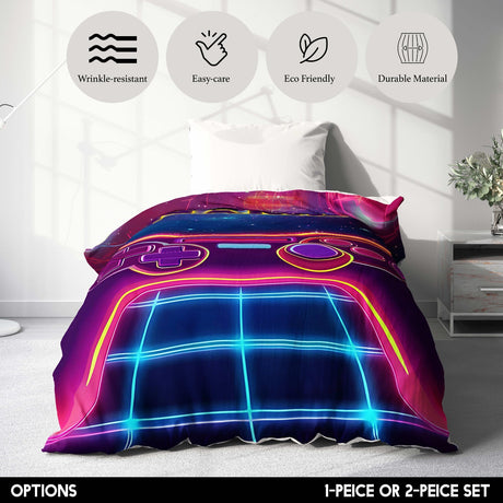 Personalised Name Gamer Gaming Controller Single Bed Duvet Cover + Pillowcase
