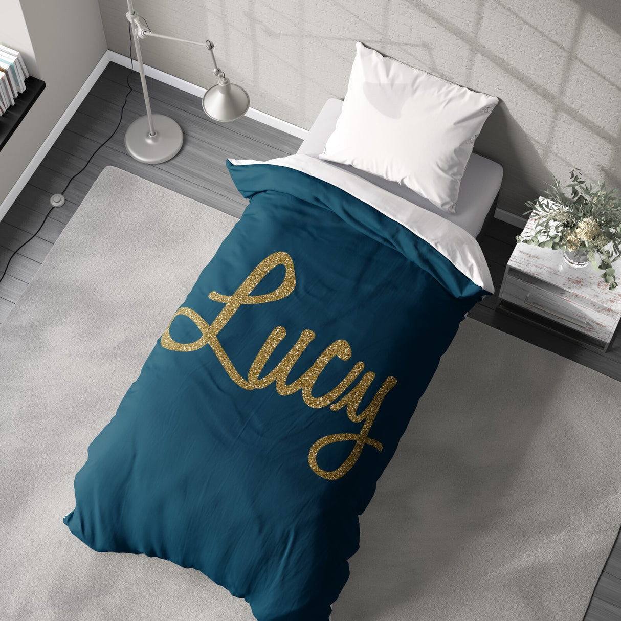 Personalised Name Gold Glitter Font Soft Single Size Novelty Bed Duvet Cover