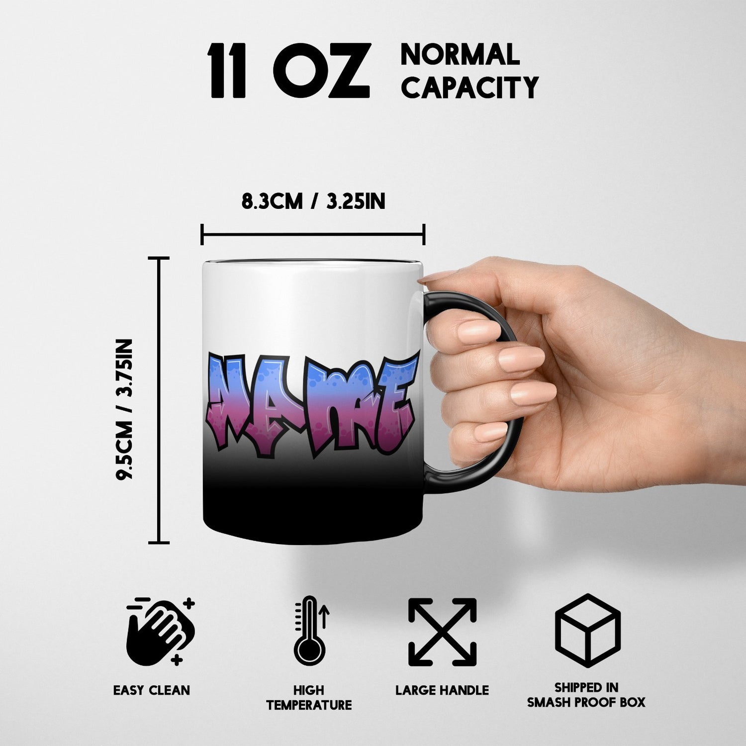 Personalised Name Urban Graffit Heat Sensitive Magic Colour Changing Novelty Mug
