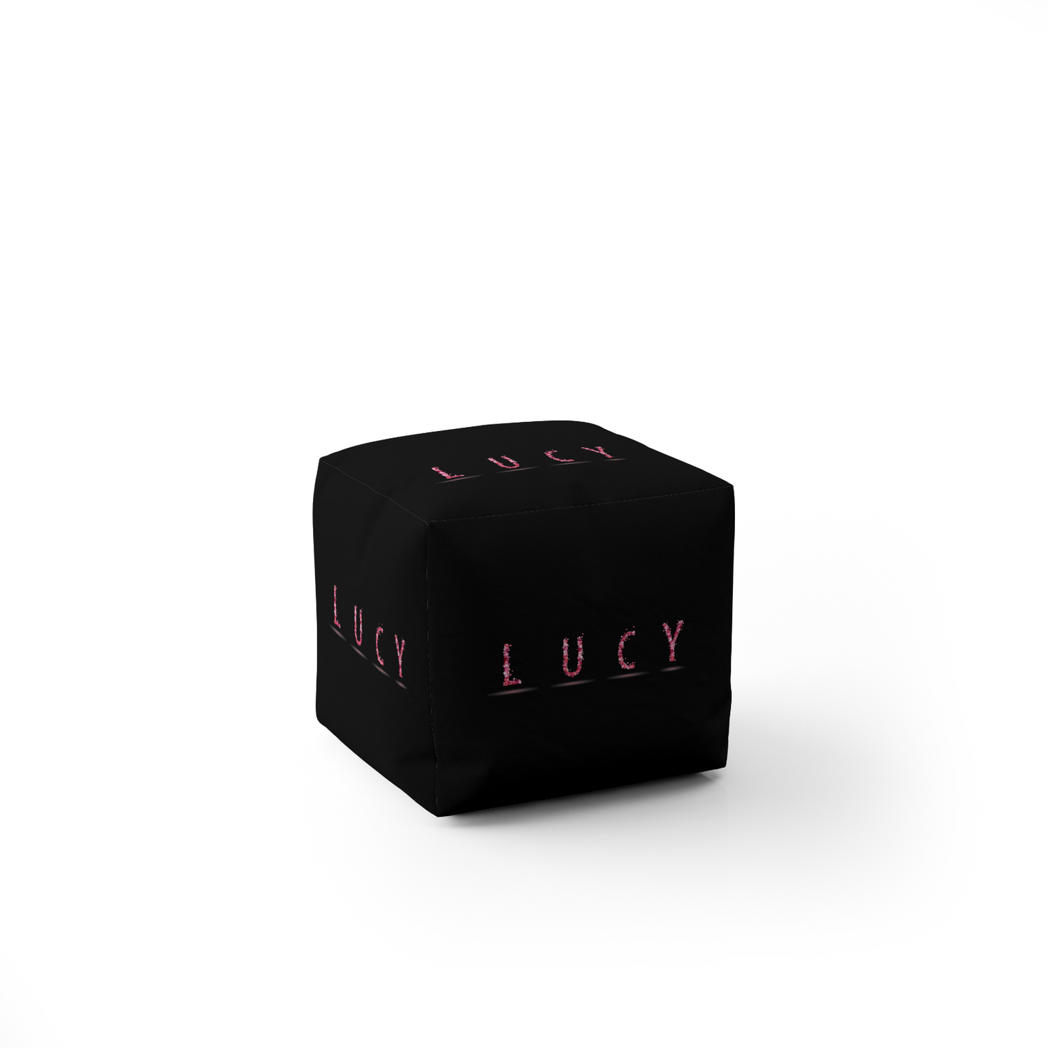 Personalised Any Name Pink Rose Petals Ottoman Filled Pouffe Inc Washable Cover