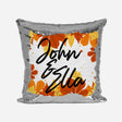 Personalised Name Shiny Sequin Magic Autumn Leaves Cushion Cover + Pillow Kids