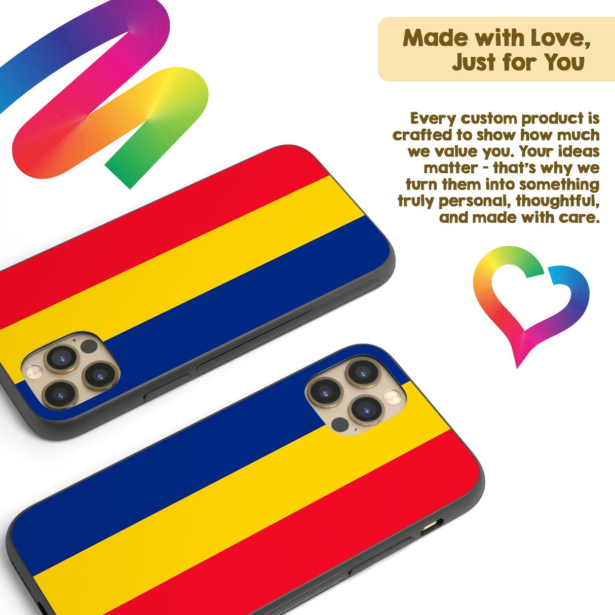 Romania Flag Patriotic iPhone Case Printed Black TPU Cover Protector Custom Gift