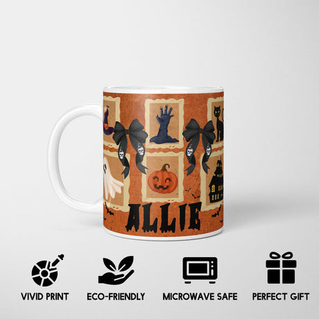 Halloween Spooky Personalised Name Coffee Tea Mug Cup Coaster Gift Set Him Her