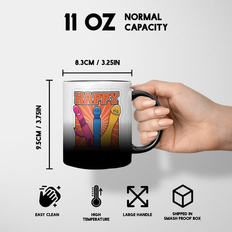 Happy Vibes Heat Sensitive Magic Colour Changing Mug Novelty Drink Cup