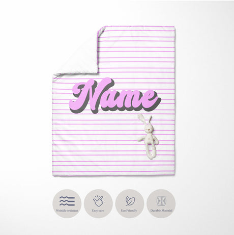 Personalised Custom Name Colour Stripe Retro Cot Bed Duvet Cover + Pillowcase