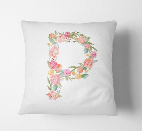 Personalised Alphabet Floral Name Initial Letter Cushion Pillow Case Insert Fill