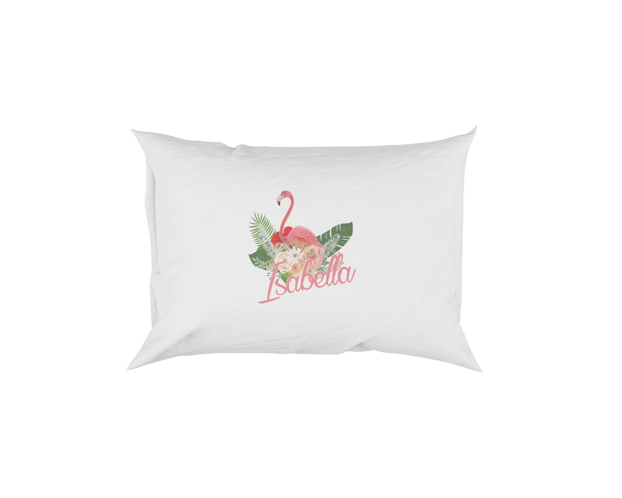 Personalised Name Flamingo Floral Soft Pillowcase Pillow Case Cover