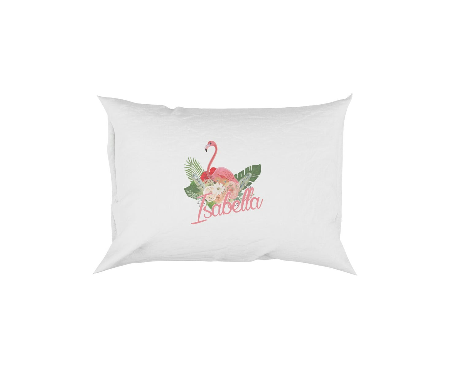 Personalised Name Flamingo Floral Soft Pillowcase Pillow Case Cover