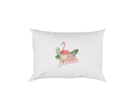 Personalised Name Flamingo Floral Soft Pillowcase Pillow Case Cover