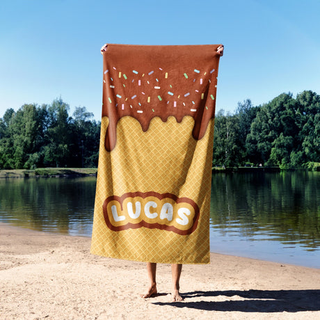 Ice Cream Cone Summer Holiday Kids Novelty Retro Beach Bath Sheet Face Towel