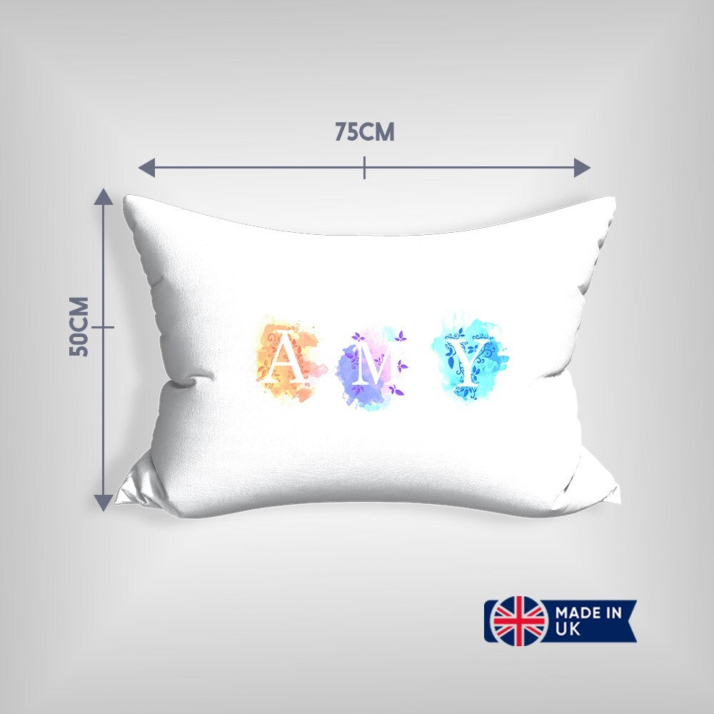 Personalised Watercolour Letters Font Customised Printed Soft Pillowcase Pillow