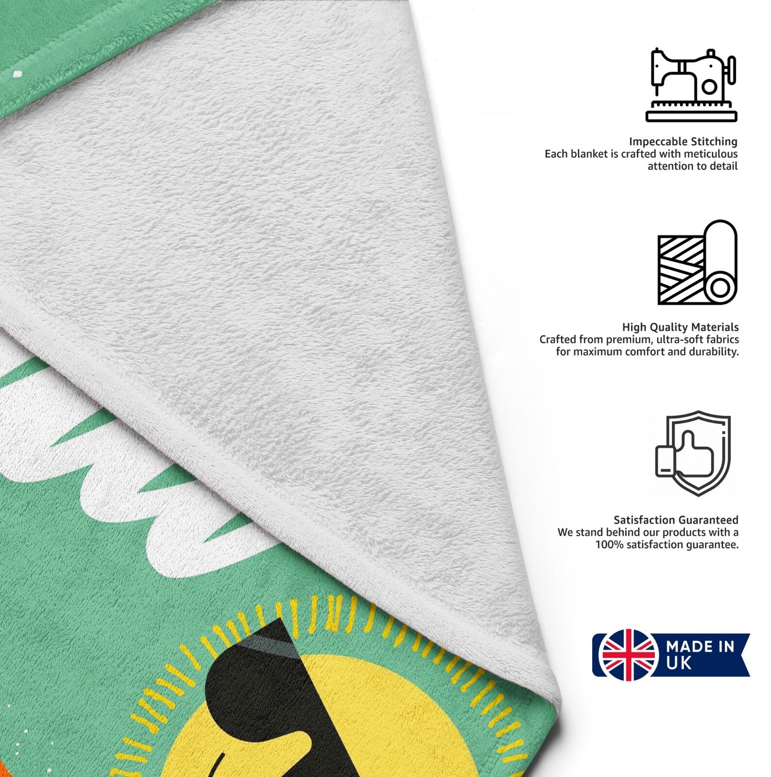 Personalised Custom Name + Colour Summer Design Soft Warm Fleece Blanket Decor