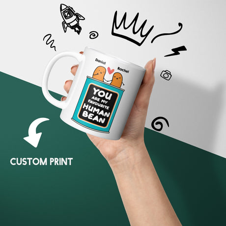 Personalised You Are My Favourite Human Bean Names Mug & Coaster Gift Him/Her